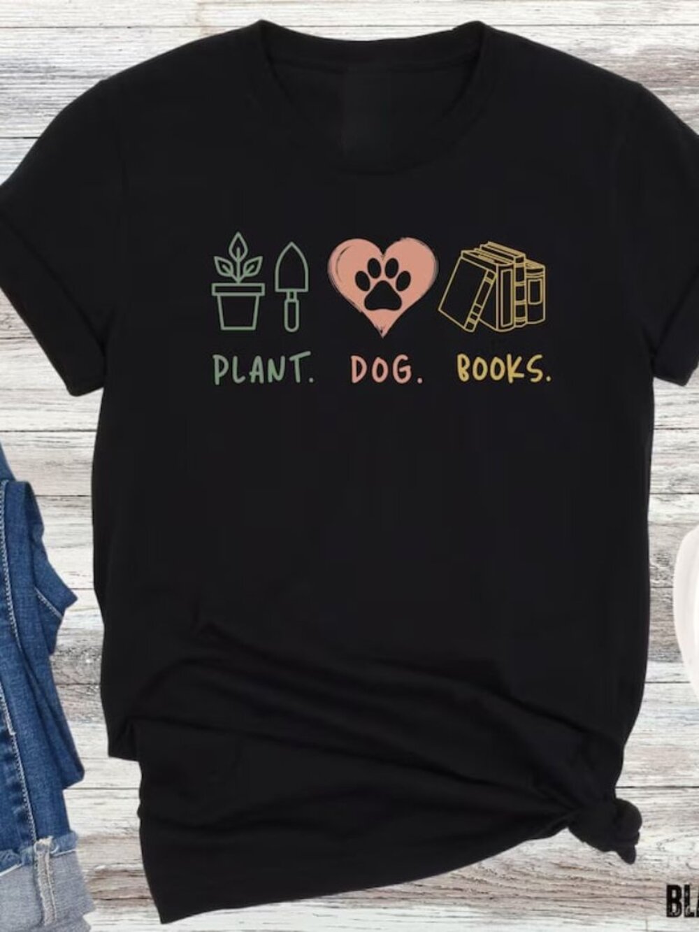 Plant Book and Dog Shirt, Cute Dog Lover Gift, Funny Reading Tee - Picture 1 of 4